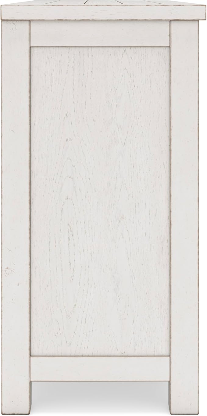 Signature Design by Ashley Robbinsdale Casual 4-Door Dining Server with Adjustable Shelves and Felt-Lined Drawers, White