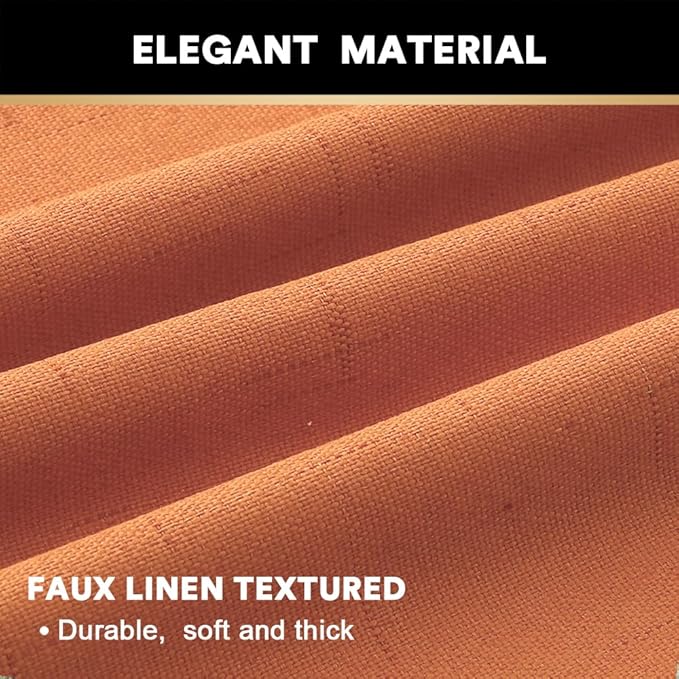 PrinceDeco 100% Linen Blackout Curtains 84 Inches Long Extra Wide Patio Door Curtains for Sliding Glass Door Room Divider for Farmhouse Bedroom/Living Room,100 X L84 Inch, Orange