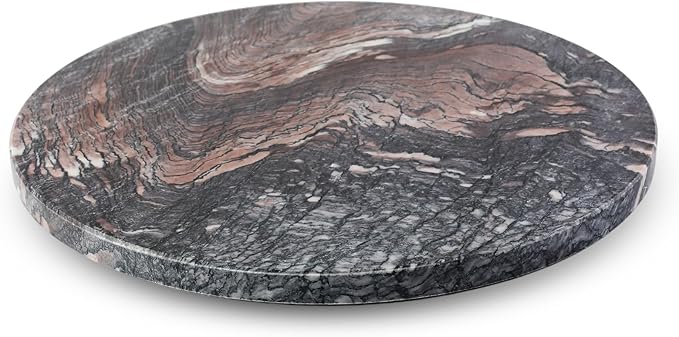 Koville 12'' Marble Lazy Susan Marble Turntable for Kitchen Dinning, Lazy Susans Organizer for Cabinet, Serving Rotation Spinning Tabletop Organizer Swiveling, Spice Rack Storage(Rosso Luana)