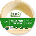 6" Areca Palm Leaf Round Bowls Compostable Biodegradable Eco-Friendly Natural Disposable Bowls, Perfect for Picnic Catering, Dessert, and Wedding (Pack of 100)