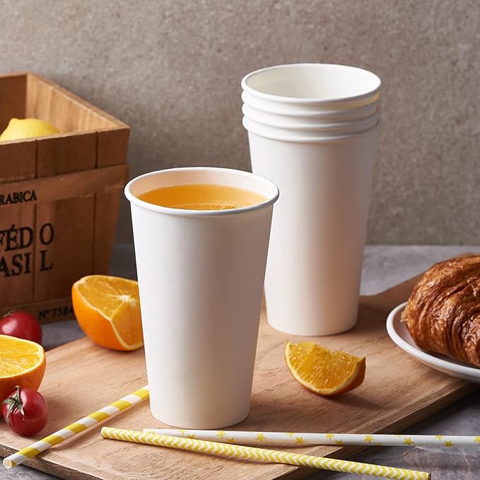 CIAO! 16oz White Paper Hot Cup, Disposable, 90mm Diameter 1,000 Count