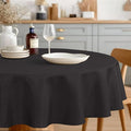 JIUZHEN Round Tablecloth Linen Textured Wrinkle Stain Resistant Farmhouse Table Cloth Decorative Fabric for Kitchen, Dining, Party, Wedding,Outdoor Use,50 Inch Round,Black