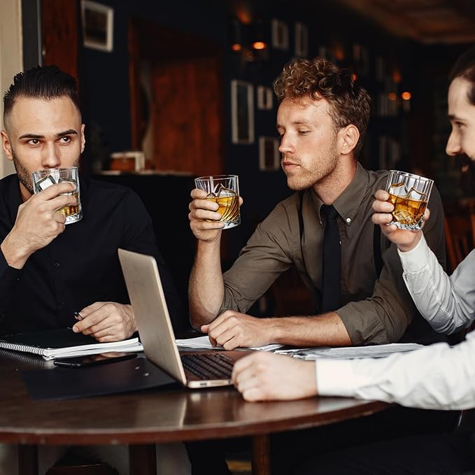 11 OZ Premium Whiskey Glasses (6-Piece) - Old Fashioned Glassware, Exquisite Craftsmanship for Scotch, Bourbon, Rum & Cocktails, Ideal for Self-Use or Gift for Whiskey Enthusiasts