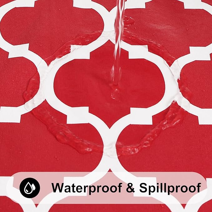 Smiry Rectangle Table Cloth, Waterproof Vinyl Tablecloth with Flannel Backing for Rectangle Tables, Wipeable Spillproof Plastic Tablecloths for Dining, Camping, Indoor and Outdoor (60"x84", Red)