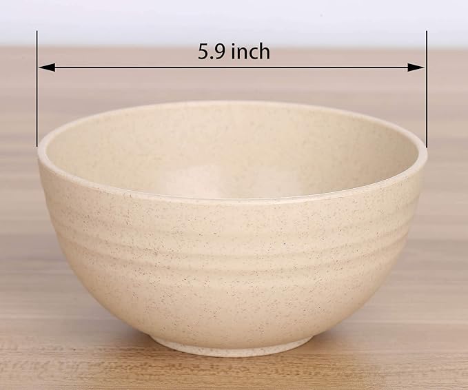 LuckyZone Unbreakable Cereal Bowls - 24 oz Reusable Wheat Straw Bowl Set of 6 - Dishwasher & Microwave Safe - Perfect for Cereal, Soup and Rice - BPA Free, Healthy & Eco-Friendly (6 Color_H)
