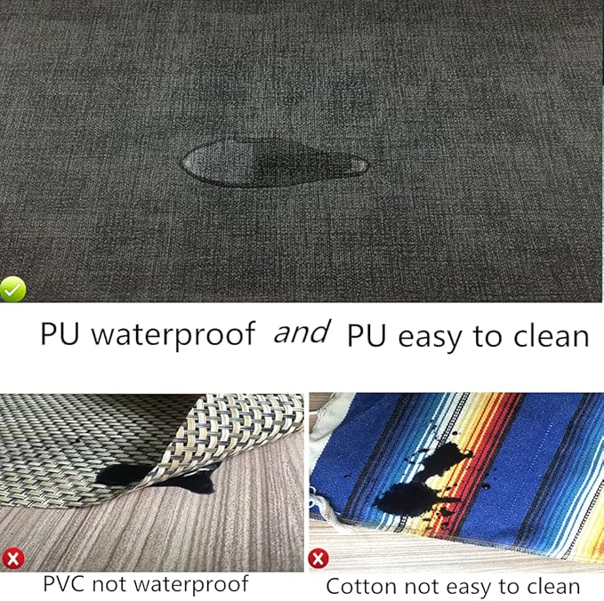 WAZAIGUR Waterproof Easy to Clean Non-Slip Heat Resistant Thick Faux Leather Placemats for Dining Table Set of 8,Grey