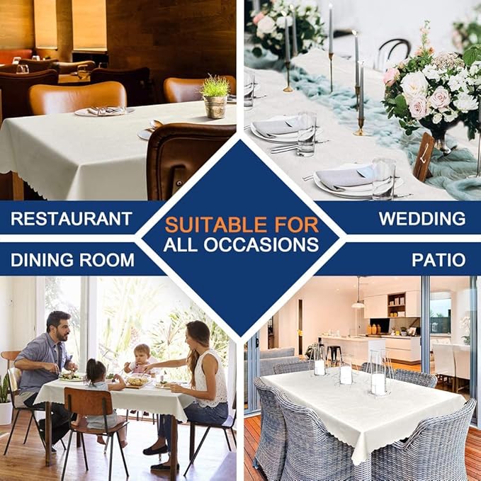 Smiry Rectangle Table Cloth, Waterproof Heavy Duty Vinyl Tablecloths, Wipeable Washable Table Cover for Kitchen and Dining Room (White, 60" X 84")