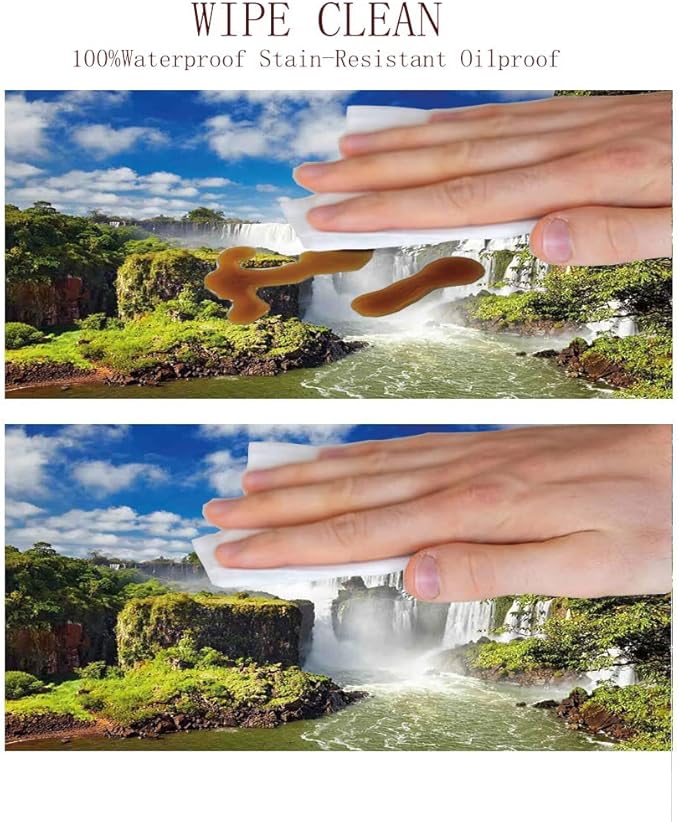 Small Round Tablecloth, Landscape Washable Polyester Table Cloth for, Majestic Waterfall River Argentinean Falls Natural, Fit Round Tables 61inch Diameter, for Xmas/Parties/Home, Multi