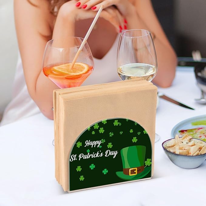 Napkin Holder Happy St Patrick's Day Hat Crystal Clear Acrylic Napkin Holders Paper Napkin Holder Dining Table Dispenser for Kitchen Restaurant Home Decor Bar Accessories