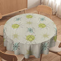 Mid Century Retro Round Tablecloth, Modern 1950s Style Abstract Geometric Vintage Print Tablecloth for Home Party Dining Room Kitchen Decor 50Inch(127cm)