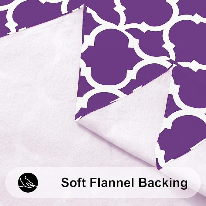 Smiry Rectangle Table Cloth, Waterproof Vinyl Tablecloth with Flannel Backing for Rectangle Tables, Wipeable Spillproof Plastic Tablecloths for Dining, Camping, Indoor and Outdoor (60"x102", Purple)
