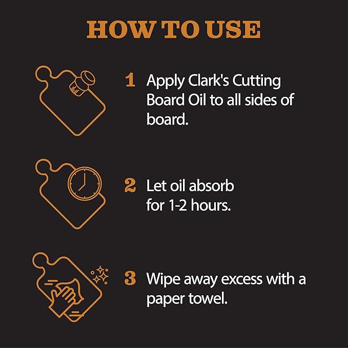 CLARK'S Cutting Board Oil And Wax Kit - Restore The Beauty Of Your Wood - 3-Step Care Solution - Clean Your Wood In All Natural Chemical Free Way - Prevents Cracking Or Warping - Food Safe