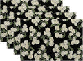 Black Placemats Set of 4 Green Hydrangea Flower Decor Place Mats 12x18 Inch Vintage Floral Spring Summer Seasonal Decorative Linen Table Mats for Kitchen Dining Party Table Decoration