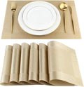 DACHUI Placemats Set of 4, Stylish Woven Place Mats for Dining Table, Washable & Durable PVC Table Mats (Gold)