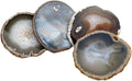 Natural Agate Slices Bulk Crystal Geode Coasters Set of 4 - Unique 4-5 Inch Cute Stone Drink Coasters with Rubber Bumpers - Natural Slices Geode for Home Decor, Coffee Table, Bar Accessories