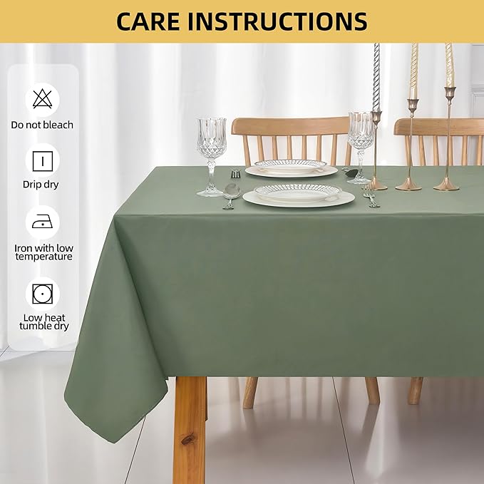 2-Pack 60x120 inch Sage Green Table Cloths, Solid Stain and Wrinkle Resistant Oblong Tablecloth, Premium Plain Weave Polyester Fabric Rectangle Table Linen Covers for Hotel, Wedding
