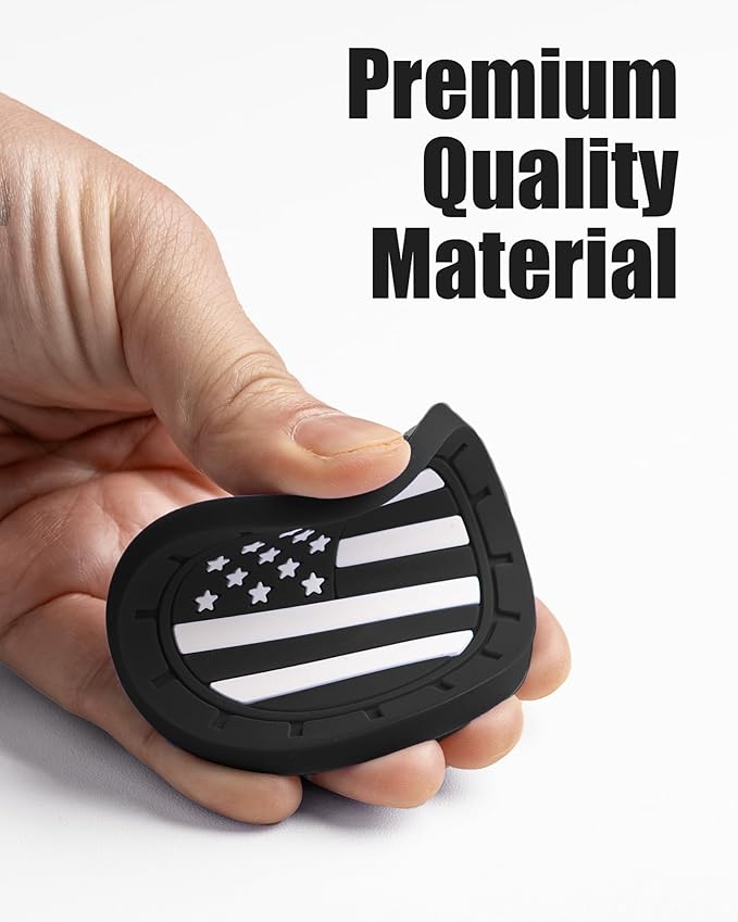 4 Pack Car Cup Coasters, Universal American Flag Non-Slip Silicone Cup Holder Inserts, Car Interior Accessories, Black