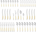 40-Piece Silverware Set, Luxury Gold Silverware Kitchen Flatware Sets Service for 8, Premium Cutlery Utensil Set with Dinner Knife Spoon Fork Set, Durable Stainless Steel Tableware Sets