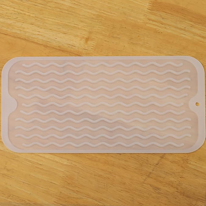 Silicone Dish Drying Mat for Multiple Usage,Easy clean,Eco-friendly,Heat-resistant Silicone Mat for Kitchen Counter or Sink,Refrigerator or Drawer Liner Translucent S 12 inches x 6 inches
