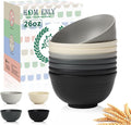 Homienly Premium Wheat Straw Bowls 8 PCS Unbreakable Bowl for Kitchen Cereal Bowls Lightweight Bowl Set, Reusable Microwave and Dishwasher Safe Bowl Set for Soup,Ramen,Salad(Grey Stone, 26 OZ)
