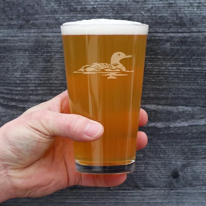 Bevvee Loon Pint Glass for Beer - Fun Bird Themed Gifts and Decor for Men & Women - 16 oz Glasses