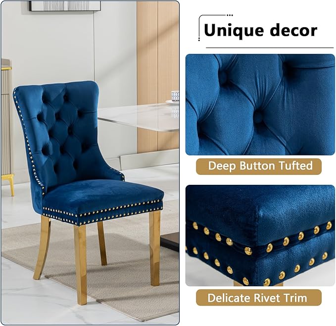 7 Piece Glass Dining Table Set,70" Dinner Room Glass Table Set for 6,Modern Kitchen Dinner Table Set with Stainless Steel Base and 6 Upholstered Velvet Dining Chairs for Living Dining Room