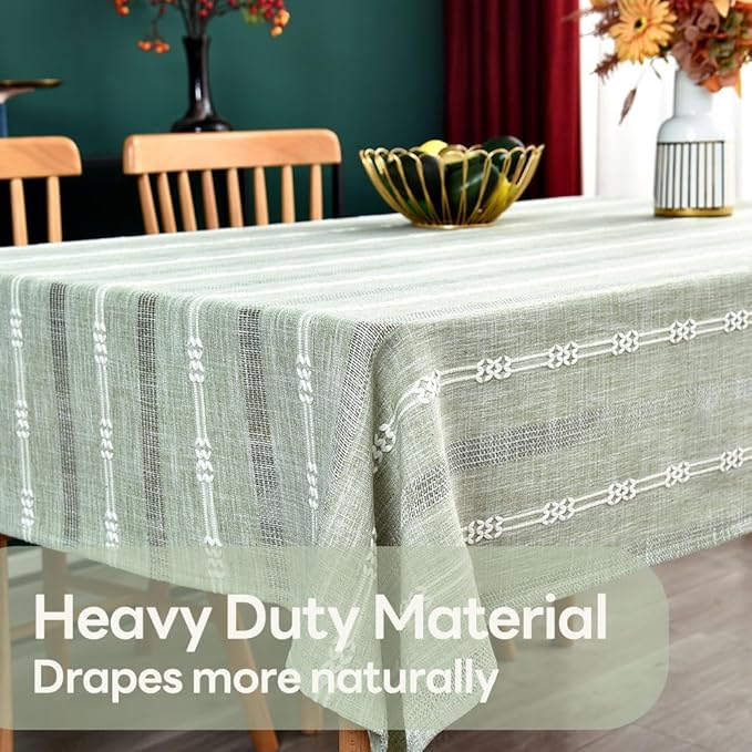 Heavy Duty Cotton Table Cloth for Rectangle Table Sage Green Tablecloth Rectangular Farmhouse Vintage Washable Rustic Table Cover (Sage Green,52''x120'')