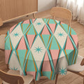 Mid Century Round Tablecloth, Vintage Bohemian Modern Mid-Century 50s 60s Print Tablecloth for Home Party Dining Room Kitchen Decor 50Inch(127cm)