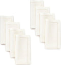 D'Moksha Homes Ivory Linen Napkins Set of 8 - Classic Hemstitch 100% Pure Linen Hemstitch Dinner Napkins 20 x 20 Inch for Valentines, Spring, Easter - Handcrafted and Machine Washable