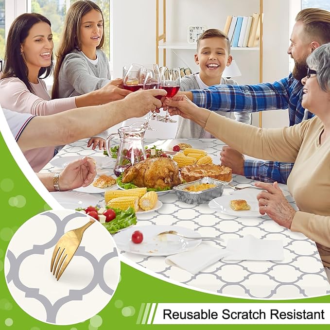 Smiry Rectangle Table Cloth, Waterproof Vinyl Tablecloth with Flannel Backing for Rectangle Tables, Wipeable Spillproof Plastic Tablecloths for Dining, Camping, Indoor and Outdoor (60"x120", Beige)