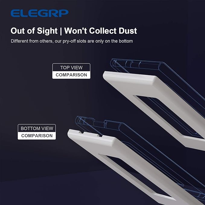 ELEGRP 1-Gang Glossy White Screwless Decorator Wall Plates, Standard Size Unbreakable Thermoplastic Faceplate Cover for Decorator Receptacle Outlet Switch, UL Listed, 5 Pack