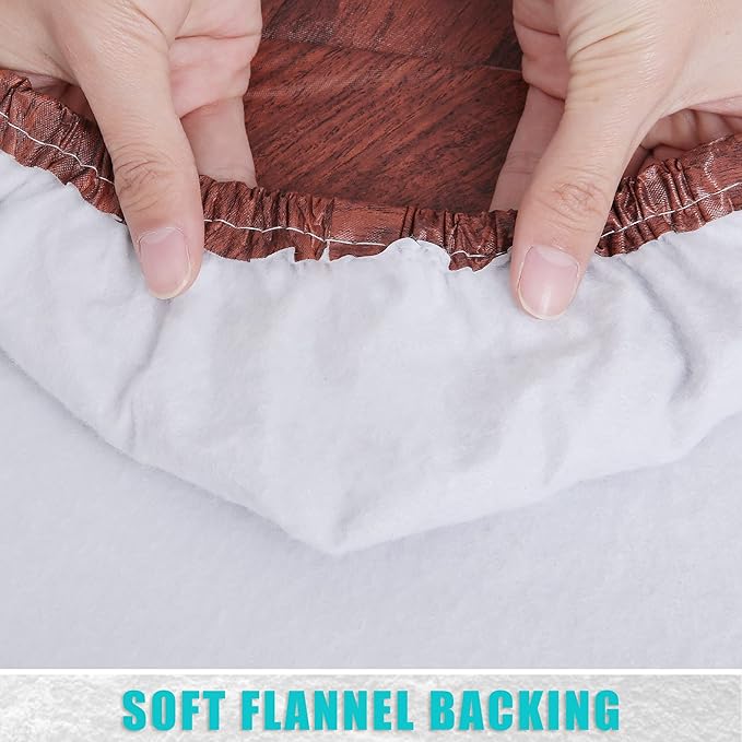 Smiry Rectangle Table Cloth Cover, Waterproof Elastic Fitted Picnic Tablecloth for 8 Foot Tables, Wipeable Flannel Backed Vinyl Tablecloths for Camping, Dining, Outdoor (Reddish Brown, 30" x 96")
