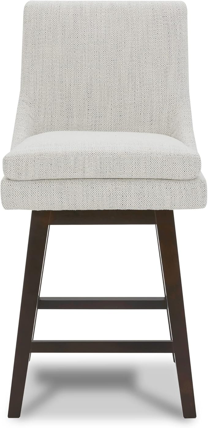 CHITA Bar Stools Set of 2, Counter Height Swivel Barstools, FSC Certified Morden Upholstered Fabric Counter Chairs with Back Support, 26.8" H Seat Height, Fabric in Ivory