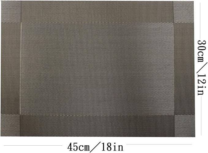 Placemats Washable Easy to Clean Woven Vinyl Placemats for Kitchen Table Heat-resistand Table placemats Mats 12x18 inches Set of 6 (Grey)