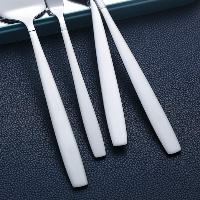 Silverware Serving Set 10 Pieces, Berglander Stainless Steel Flatware Serving Set, Serving Spoon, Silver Serving Utensil, Anti Rust(10 Pieces)