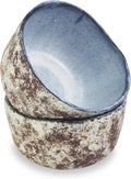RoRo Handmade 4.5-Inch Rustic Coral Ceramic Miso Bowls – Set of 2, Hand-Glazed Blue Interior with Textured Finished, Microwave & Dishwasher Safe