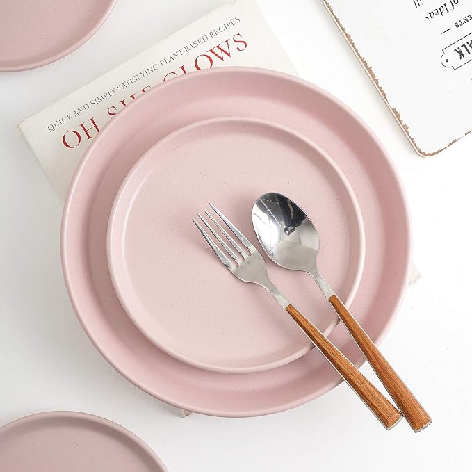 SERVICE FOR 4 - Total of 16 pieces including 8 dinner plates (10”), 4 salad plates (7.5”), 4 bowls (5.75”), and 4 mugs (12 oz), making it the perfect set to service 4 people