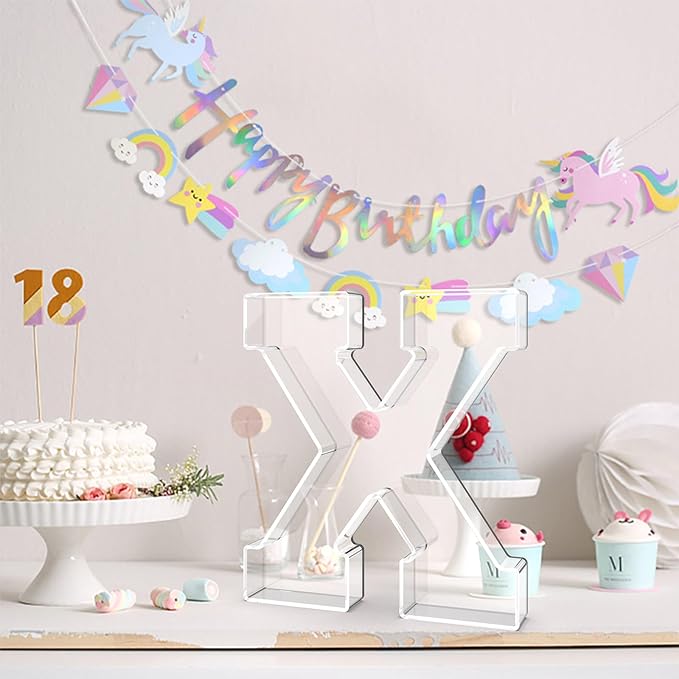 13.8" Acrylic Letter Charcuterie Tray, Charcuterie Letters Fillable Box for Food, Reusable Serving Cake Candy Dish Display Tray for Birthday Anniversary Party Decoration (Letter X)