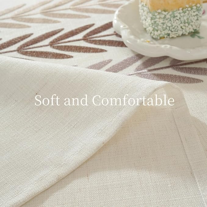 Zobesta Linen Tablecloths Rectangular 70 x 53 Inch, White Table Cover Waterproof Washable Farmhouse Soft Boho Table Cloth Rectangle Tables for Outdoor, Kitchen