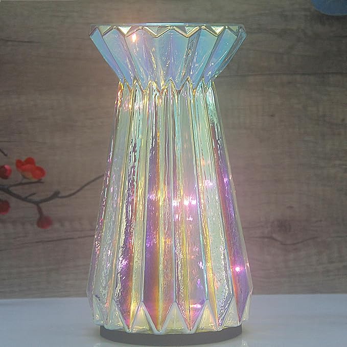 Home Decor, Mercury Glass Pillar Candle Pedestal Holders with Led Lights, Lighted up Candle Holder for Pillar Candle, Candlestick Holders with Timer for Wedding Home Dining Table Xmas (Colorful)