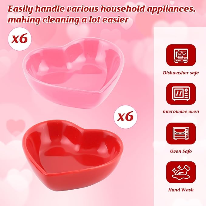 12PCS Heart Shaped Bowl Heart Bowl For Candy Lovers, Office Desk Decor, Home Snack Display, Valentine'S Day, Wedding Celebrations, Birthday Parties,Family Kitchen Use