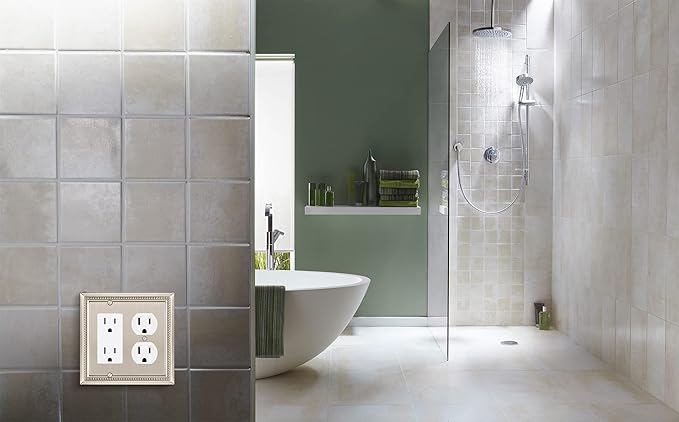Henne Bery Sunken Pearls Heavy Duty Decorative Wall Plate Switch Plate Outlet Cover (Decorator/Duplex, Satin Nickel)