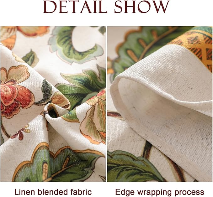 patdrea Designer Linen Square Tablecloth,Vintage Provencal Rustic Floral Pattern Tablecloths,Decorative Table Cover Cloth for Kitchen,Dining,Tea Party,Home,Christmas,55"*55"