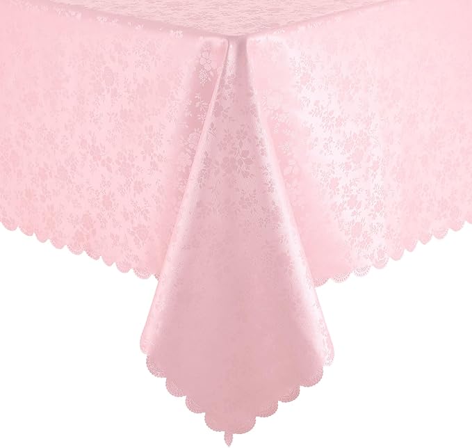 Smiry Rectangle Table Cloth, Waterproof Heavy Duty Vinyl Tablecloths, Wipeable Washable Table Cover for Kitchen, Valentines & Dining Room (Pink, 52" X 70")
