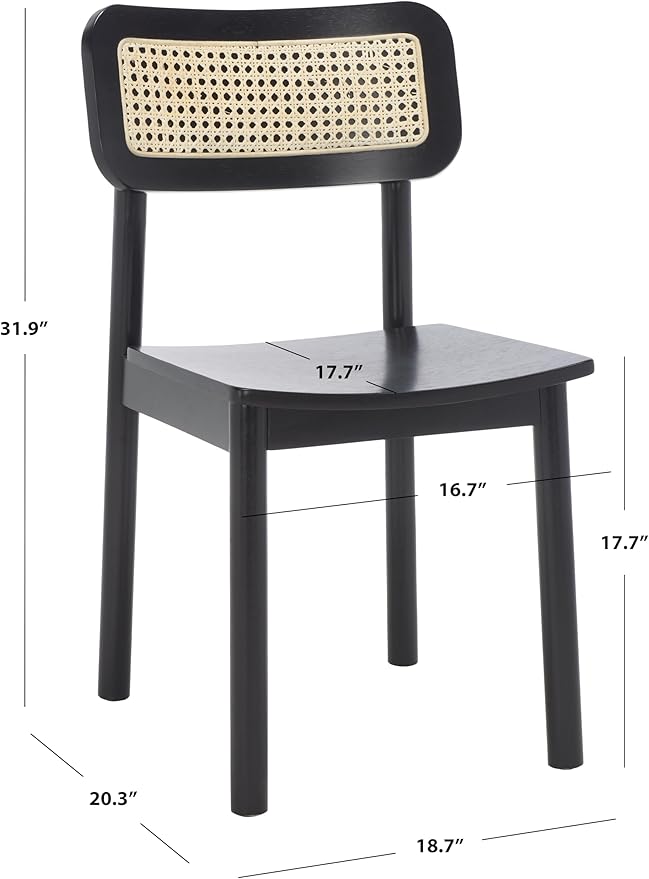 SAFAVIEH Home Collection Egon Coastal Black/Natural Dining Chair Set of 2