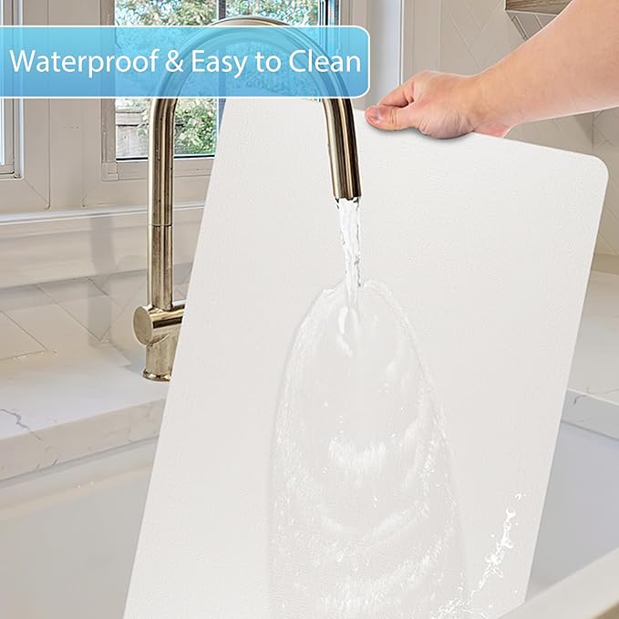 Placemats Set of 6 Washable, Heat Resistant Table Placemats Wipeable Faux Leather Place Mats Non Slip, Waterproof Square Table Mats for Indoor Outdoor, White