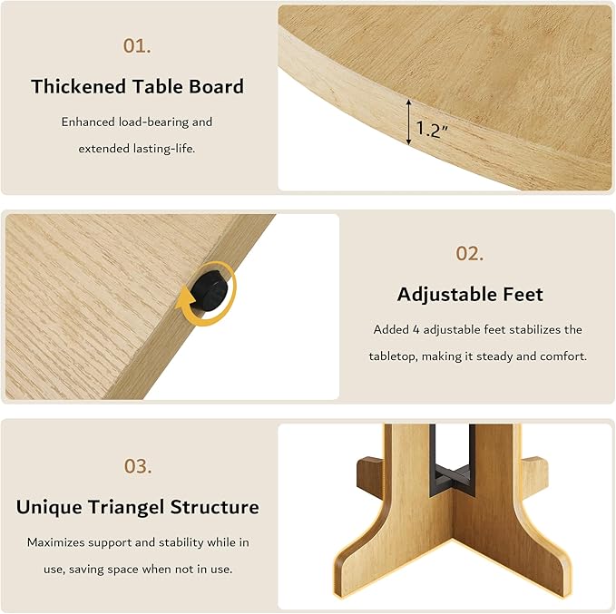 iPormis 59" Round Extendable Dining Table for 4-6, Modern Kitchen Table with Heavy Duty Pedestal Base & Wooden Top, Oval Dining Room Table for Dining Living Room, Easy Assembly, Oak