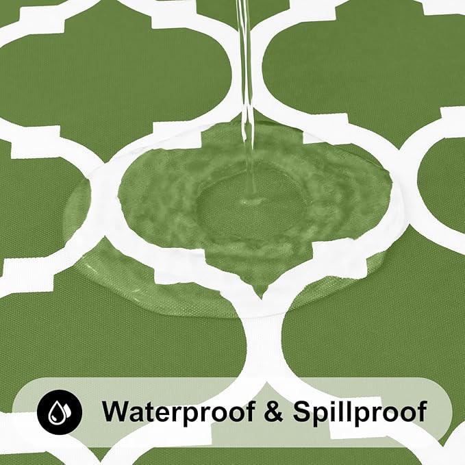 Smiry Rectangle Table Cloth, Waterproof Vinyl Tablecloth with Flannel Backing for Rectangle Tables, Wipeable Spillproof Plastic Tablecloths for Dining, Camping, Indoor and Outdoor (52"x70", Green)