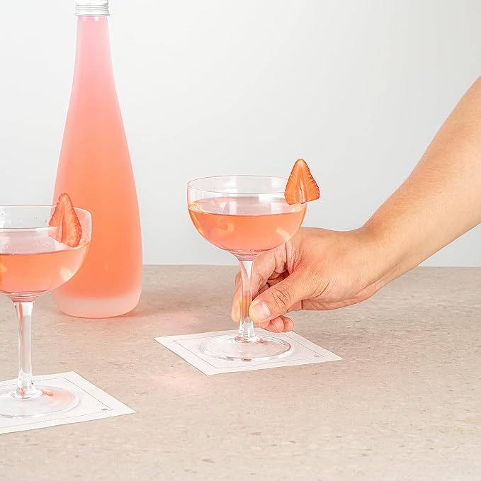 Restaurantware Coupe Cocktail Glasses 6 Count 8 Ounce Lead-Free Stemmed Drinkware Clear Glass Wide Bowl Elegant Design Sturdy Foot