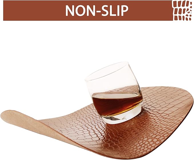 Round Leather Placemats for Round Tables Set of 8, Brown Table Place Mats and Coasters, Washable Easy to Care for Indoor Decor 13" Diameter